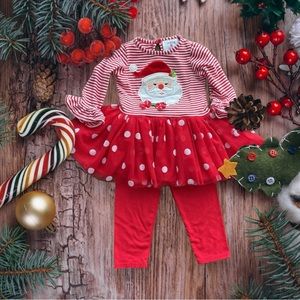 Counting Daisies 2pc Christmas Santa Appliqué TuTu outfit Size 18M